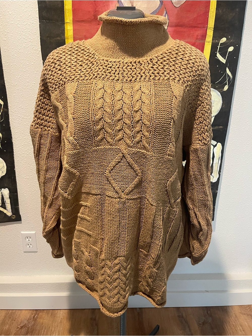 Women’s Moda Internazionale Forelli Cozy Cable Knit Turtleneck Sweater - Camel